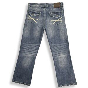 TK Axel Jeans Mens 38x32 Straight Distressed Y2K Streetwear Embroidered‎ Denim